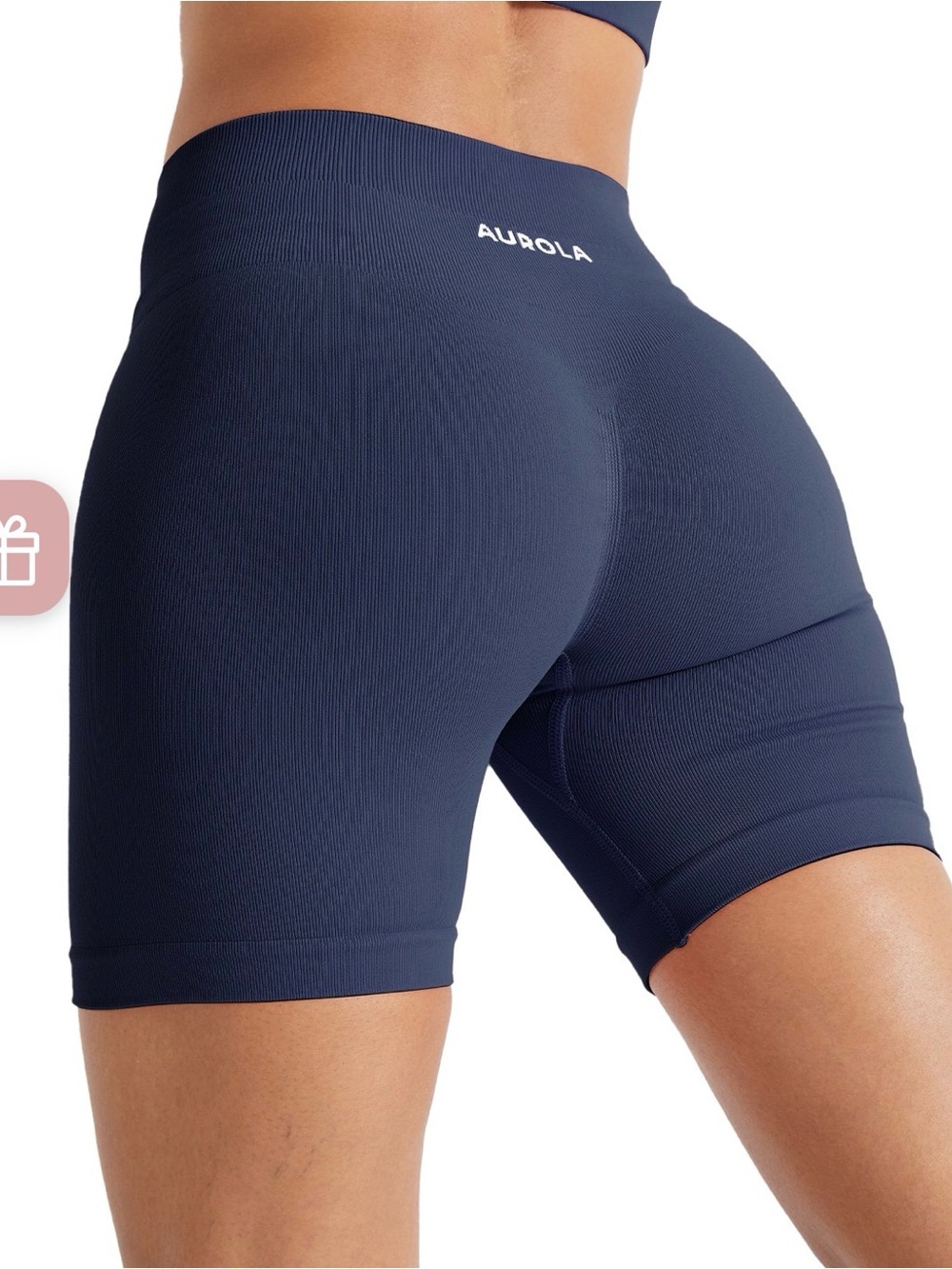 Aurola Navy Seamless High-Waist Bike Shorts